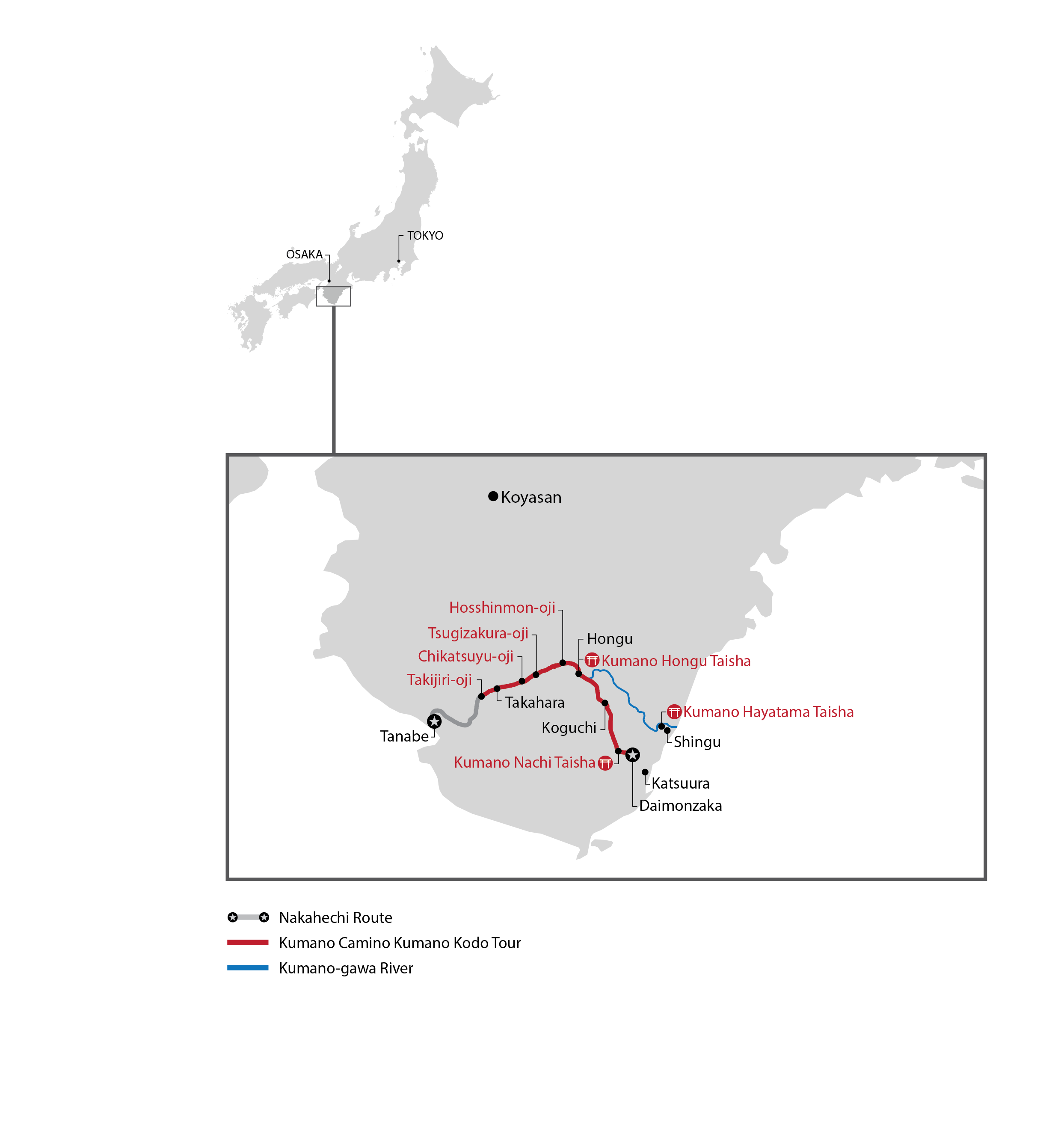 Kumano Kodo Map Kumano Kodo Map. Kumano Camino, Small group guided walking tours in Japan